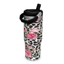 30Oz Stainless Steel Water Bottle With Straw For Sports, Travel, And School Sports Water Bottle, Keeps Water Warm For Over 24 Hours, Sealable, Portable, Flip Top, Ideal For Hot And Cold Beverages, Coffee, And Frozen Drinks - Họa tiết da báo 1 - Xem 4
