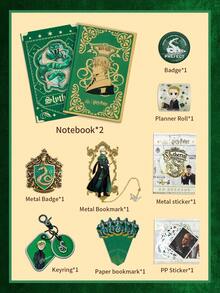 Harry Potter 哈利波特蛇年主题礼盒套装，内含金属书签盲盒、笔记本、铁皮徽章、金属徽章、纸质书签、钥匙扣等精美周边礼品系列，马尔福周边绿色盲盒，适合青少年及成人，哈利波特粉丝组合礼品，节日礼物，生日礼物 - 彩色 - 查看 4