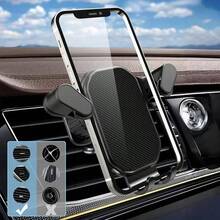 1 cái Giá đỡ điện thoại trên ô tô, kẹp gắn vào khe gió điều hòa, giá đỡ điện thoại di động có hỗ trợ GPS cho điện thoại thông minh từ 4.7-6.7 inch - màu đen - Xem 1