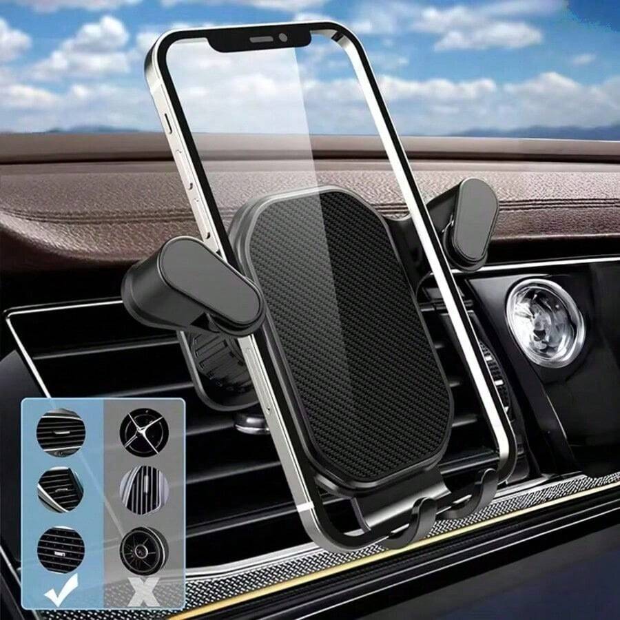 1 cái Giá đỡ điện thoại trên ô tô, kẹp gắn vào khe gió điều hòa, giá đỡ điện thoại di động có hỗ trợ GPS cho điện thoại thông minh từ 4.7-6.7 inch - màu đen - Xem 1