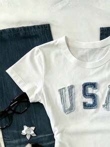 Camiseta de manga corta con pliegues casual para mujer, versátil para el verano - Blanco 2 - Ver 4