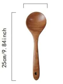 COOKDEVI 10件/1件 天然柚木烹飪餐具，人體工學手柄，不滲透表面，精美廚房禮品 - 耐用且易於清潔，天然柚木紋理，適合日常和特殊場合，廚房用品，耐熱餐具 - 咖啡棕 - 查看 11