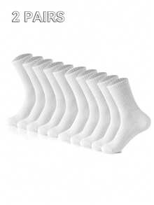 10 Pairs Minimalist Black & White Solid Color Casual Socks, Comfortable & Versatile For Business, Sports, Autumn/Winter, Unisex Couple Socks, Great Gift For Valentine's Day - Multicolor - View 23