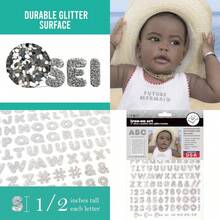 Silver - Sei 1.3cm Iron on Transfer Glitter Letters and Numbers Carefree Font Silver - pago - Ver 1