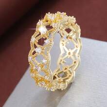 1 chiếc nhẫn nữ thiết kế lưới rỗng, đính đá Cubic Zirconia, quà tặng thường ngày. - Nhiều màu - Xem 25