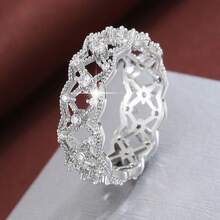 1 chiếc nhẫn nữ thiết kế lưới rỗng, đính đá Cubic Zirconia, quà tặng thường ngày. - Nhiều màu - Xem 13