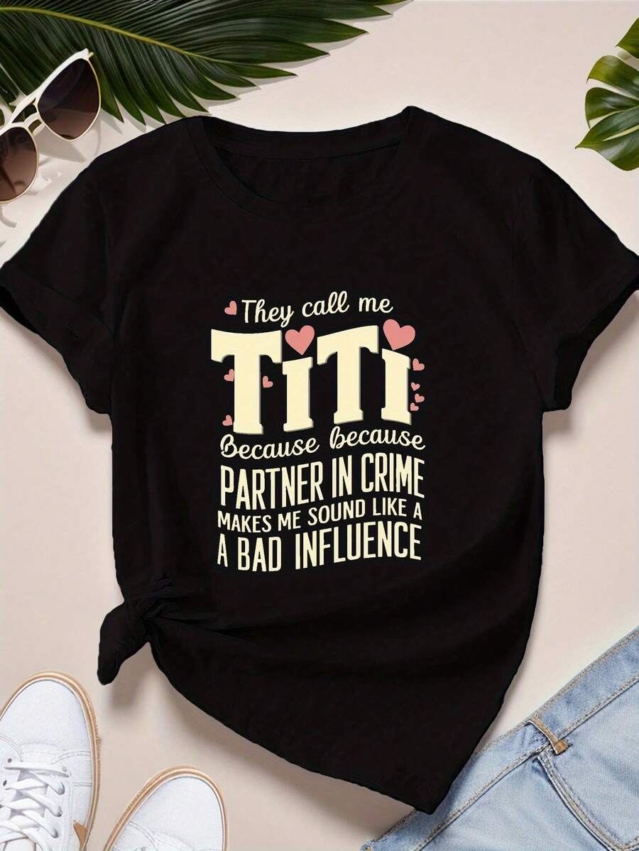 Camiseta de manga corta deportiva de la mujer, cómoda y elegante, para los deportes y la vida diaria, patrón de letra
