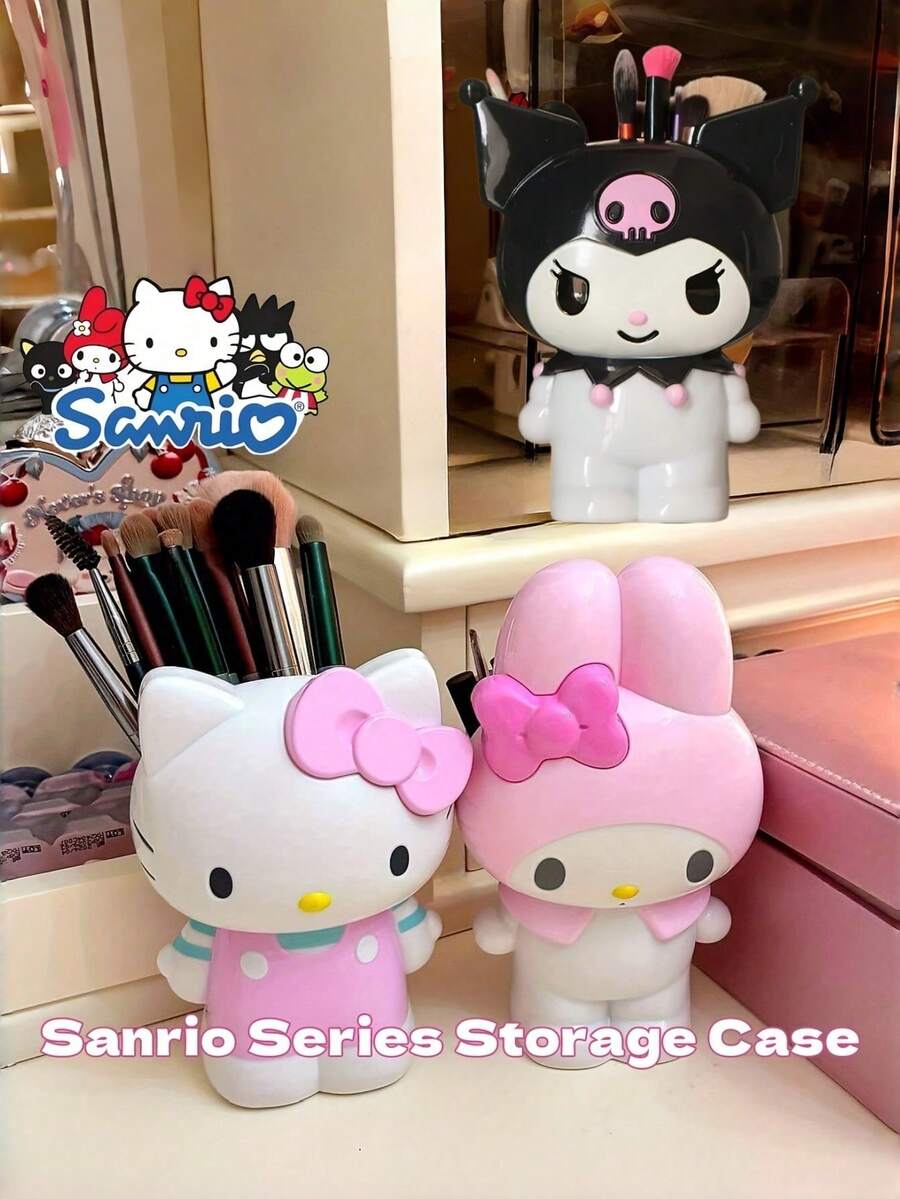 1pc Sanrio Hello Kitty Multifunctional Cartoon Cute Desktop Storage Organizer, Elegant Home Decor, Can Be Used To Store Stationery, Makeup Brushes, Toothbrushes, Lightweight And Practical, Suitable As Holiday Gift