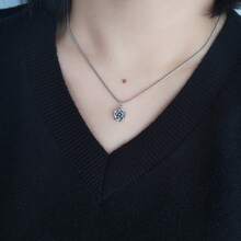 1pc Fashionable Minimalist Sweet Cute Rose Flower Stainless Steel Pendant Necklace, Suitable For Daily Wear - Silver - View 5