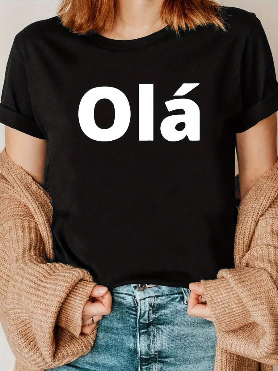 Portugal Hello Travel Print Casual Loose-Fit Short-Sleeve Summer T-Shirt