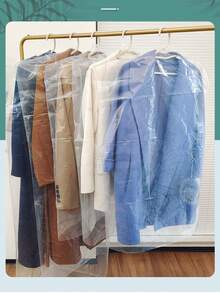 50pcs Transparent Plastic Garment Dust Cover Bags, Protective Clothing Covers For Shirts, Dresses And Coats - White - View 3