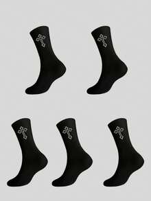 1/2/5/8/10 pares de calcetines de media caña de unicolor negro y blanco versátiles y cómodos para hombres - Multicolor - Ver 7