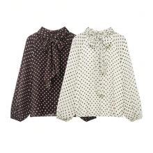 KONDALA, blusa de lunares a la moda para Mujer, pajarita, camisa con cuello redondo, nueva moda 2026, blusa elegante para fiesta de vacaciones de primavera y verano para Mujer - como en la imagen - Ver 2