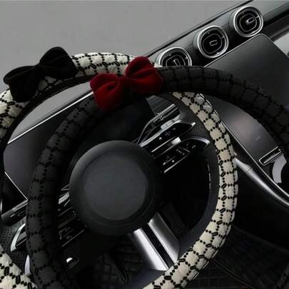 New Bow Lace Steering Wheel Cover Four Seasons Universal Breathable Polyester Anti Slip Cute Elegant Car Interior Accessories