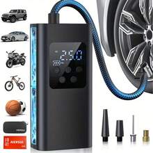 120W Digital Tire Inflator Pump, 150 PSI Portable Air Compressor For Car & Motorcycle, With LED Light - Black - View 3