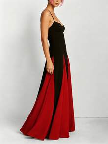 2026 Spring New Women's Clothing, Cross-Border European And American Dress, Sexy Waist-Cinching Pleated Solid Color Large Hem Strap Dress - 28457-紅色 - 查看 5