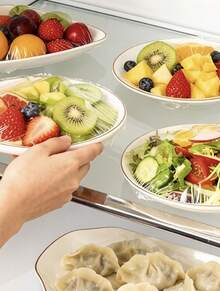 100/300/600pcs Elastic Food Covers Used For Storing Food  Vegetables And Fruits,Disposable,Multipurpose No Odor Kitchen Cling Film Dust Protection For Home, Restaurant Picnic - All Plate Sizes Picnic Essentials|Decorative Wraps|Reusable Plastic Wrap, - View 6