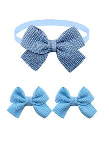 3pcs Solid Color Bow Tie And Hair Clip Set, Suitable For Small/Medium Cats And Dogs, Morandini Color Pet Accessories, Suitable For Photoshoot, Birthday, Wedding, Mother's Day - Blue - View 6