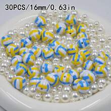 30/10pcs 16mm Volleyball Pattern Acrylic Beads, Suitable For DIY Bracelet, Necklace, Keychain Making, Sports Theme Craft Supplies, Sports Enthusiast Bracelet & Keychain DIY Accessories - Colored Volleyball Beads (16mm) - View 15