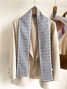 1 chiếc khăn quàng cổ nữ in họa tiết, chất liệu polyester đa năng, khăn choàng cổ thời trang, vật dụng cần thiết khi đi du lịch, khăn tắm biển. - Màu xanh nhạt - Xem 3