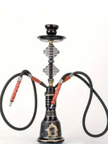 Bộ shisha Ả Rập cổ điển, dành cho một/hai/bốn người, bao gồm ống hút, kẹp, chén đựng shisha, không cần điện, dễ mang theo. - Một cỡ - Xem 13