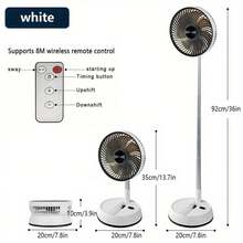 Ventilador retráctil portátil, fácil de almacenar, ventilador oscilante para exteriores, batería recargable USB de 5400mAh, ventilador de escritorio/piso silencioso de doble uso, adecuado para el hogar, la oficina, el camping - Multicolor - Ver 8