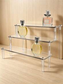 Estantería de almacenamiento de cosméticos de acrílico, estantería de exhibición transparente de varias capas, adecuada para perfumes, cuidado de la piel, maquillaje, se puede usar en el baño, el dormitorio, la decoración del hogar, diseño trapezoidal resistente - Multicolor - Ver 2
