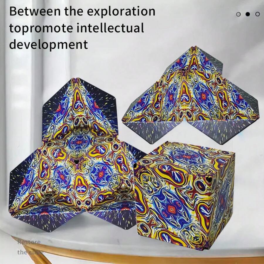 Variable Geometric Shapes, Color-Changing, Magnetic, Magic Cube, Stress-Relieving, Manual Flipping Jigsaw Puzzle Cube - Magnetic Cube 3D - View 1
