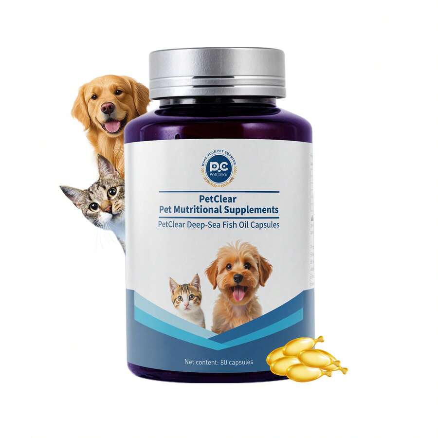 PC Petclear Petclear Lachsöl-Kapseln für Hunde & Katzen – 80 Stück | Reich an Omega-3 (EPA/DHA) | Für glänzendes Fell & gesunde Haut | Unterstützt Gelenke & Vitalität | Für alle Altersstufen