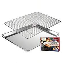 Kitchenatics - Molde para hornear con rejilla de refrigeración: Bandeja de alumio para hornear galletas con soporte de acero oidable fácil de limpiar no tóico y de calidad prémium - Pago - Ver 2