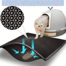 1pc Cat Litter Mat, EVA Anti-Slip Waterproof Cat Litter Mat, Easy To Clean Anti-Splash Cat Litter Mat, Cat Litter Box Accessories, Cat Supplies - Multicolor - View 12
