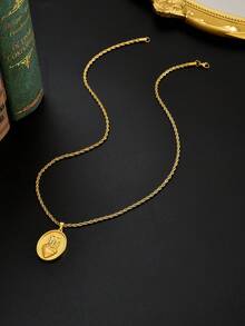 1 chiếc dây chuyền mặt dây chuyền hình Thánh Tâm Chúa Giêsu bằng thép không gỉ mạ vàng 18K dành cho nam, trang sức tôn giáo có hình thánh giá, trang sức cá nhân hóa phong cách Hip-Hop, thích hợp làm quà tặng ngày Lễ Thăng Thiên và đeo hàng ngày theo tín ngưỡng. - Vàng - Xem 5