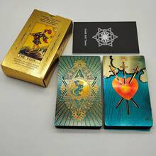 Cost Worthy Luxe Gold Foil Tarot Deck With Nice Plastic Package Board Game Of Oracle Cards For Beginners - Emerald Green - View 13