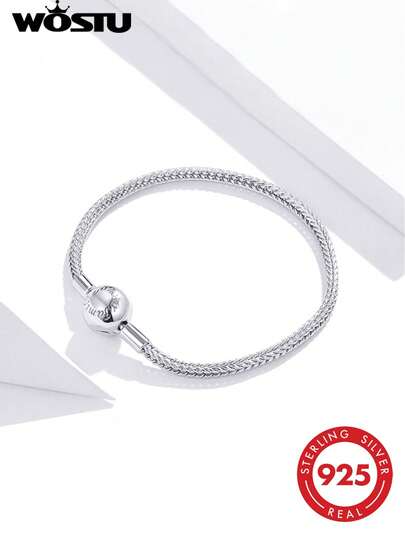 WOSTU 1 chiếc vòng tay mặt dây chuyền hình rắn bằng bạc sterling 925 nguyên chất, kiểu dáng tối giản, thích hợp để tự làm vòng tay.