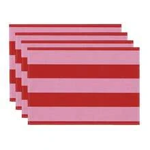 Bộ 2/4/6/8 tấm lót bàn hình chữ nhật in họa tiết sọc hình học, thích hợp trang trí bàn ăn gia đình, nhà hàng, các dịp lễ hội, tiệc tùng. - Nhiều màu - Xem 11