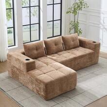 258 Cm Wide, Fully Folded L-Shaped Sofa With Three Cushions – A Classic, Minimalist And Comfortable Sofa, Perfect For Small Living Rooms And Apartments. - 棕色 - 查看 9