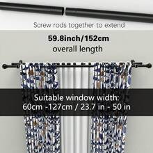 Adjustable Black Double Layer Curtain Rod Set, Fits Window Width 23.7 Inches - 137 Inches / 0.6m - 3.48m, For Sheer And Blackout Curtains, Wall-Mounted Easy Installation, Durable And Suitable For Bedroom, Living Room And Hotel, Modern Classic Curtain Rod - Black 1 Set - View 7