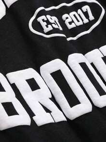 Summer Graphic Lettering Drop Shoulder T-Shirt - Black - View 3