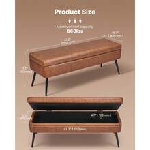 Uimoso PU Leather Ottoman Shoe/ Metal Shoe Entryway - 41-50inch+Green With Storage - View 8