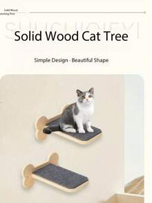 1件猫咪攀爬架壁挂式木制猫家具，适合猫咪快乐健康，可促进猫咪的抓挠习惯，适合作为情人节、感恩节、生日等送给猫主人的礼物。 - 彩色 - 查看 4