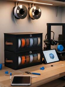 Caja de almacenamiento y estantería organizadora para filamento de impresión 3D - Caja de almacenamiento: Adecuada para entornos domésticos, de oficina o de estudio. Diseño de alta capacidad: Acomoda múltiples rollos de filamento; también es una opción ideal para organizar CDs, ropa, calcetines, herramientas y otros artículos. - Multicolor - Ver 5