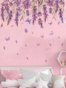 1pc Purple Rose Wall Sticker, Suitable For Living Room, Bedroom, Study, Also Can Be Given As Gift To Friends, Hanging Floral Wall Decal - With Adhesive Backing, Applicable For Bedroom, Homestay, Sofa Background Wall, Creating A Gentle Forest-Inspired Style - Wall Stickers - View 11