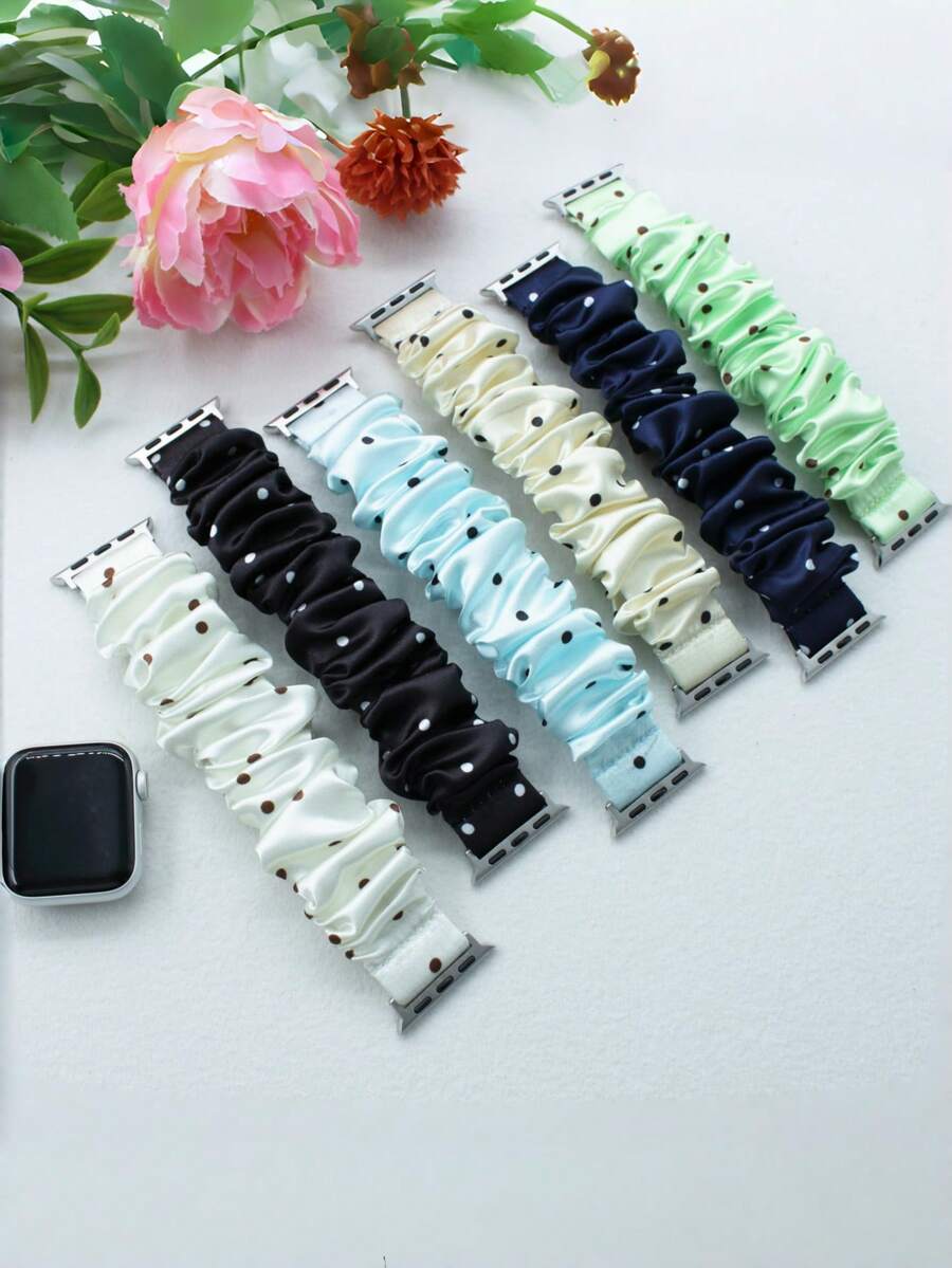 1個波點彈性髮圈，適用於38mm/40mm/41mm/42mm/44mm/45mm/46mm/49mm，兼容Ultra/SE/S10/S9/8/7/6/5/4/3/2/1，適合春夏秋冬，時尚優雅，易於佩戴，適用於工作、約會、聚會、運動 - 常規款 - 查看 1