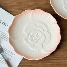 French Romantic Pink And Purple Floral Ceramic Plate, Three-Dimensional Relief, Salad Plate, Fruit Plate, Snack Plate, Dinner Plate, Suitable For Daily Use, Home, Restaurant, Afternoon Tea, Gift, Holiday Gift. - Multicolor - View 8