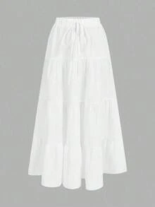 Falda de estilo pastel multicapa casual de vacaciones para mujer, adecuada para el verano - Blanco - Ver 1