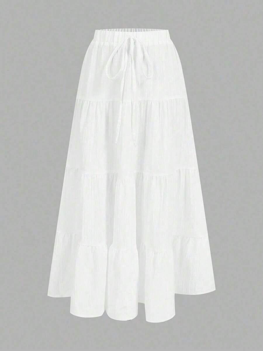 Falda de estilo pastel multicapa casual de vacaciones para mujer, adecuada para el verano - Blanco - Ver 1