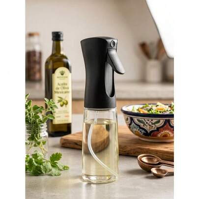 Unisex aceitera en spray de rocío fino con boquilla de presión estilo minimalista para cocina y air fryer rociador de aceite