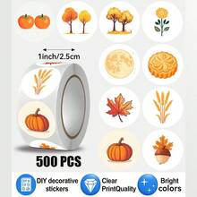 JOERBABU the little kangaroo Bobbie 500pcs/Roll Autumn Fruit Pattern Stickers, 10 Assorted Styles, Christmas Gift Packaging Labels, Scrapbook Stickers, Planner Gift Wrapping, Paper Craft Decoration, Party Gift, Gift Box Decoration And Reward Stickers - Multicolor - View 1