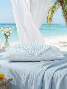 1/2pcs Light Blue Zebra Pattern Texture Digital Printed Pattern Cooling Textured Pillowcase Set - Includes 1 Or 2 Pillowcases (No Insert), Reversible, Cute Fresh Cottage Style, Lightweight & Breathable, Machine Washable,CoolingPillowcase ,CottageStyle ,BreathableBedding - Multicolor - View 18