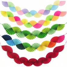 1个纸扇彩带，适用于生日派对、主题派对、学生派对、情人节派对装饰，通用，适用于所有节日、婚礼派对用品，折叠纸扇装饰 - 彩色 - 查看 6